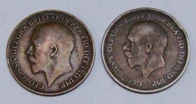 CRH 10 17 2014 2 Cu GB pennies obverse 1913 & 1936.JPG