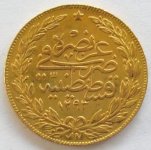 4-12-08  1876 Ottoman-Turkiish Empire 100 Kurus Gold Coin (1).JPG