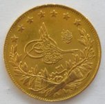 4-12-08  1876 Ottoman-Turkiish Empire 100 Kurus Gold Coin.JPG