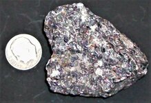 Willemite, Calcite, Hydrozincite, Sterling Hill Mine, Ogdensburg, Sussex Co., NJ, US dime for ...JPG