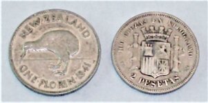 New Zealand 1 Florin 1941 & Spain 2 Pesetas 1870 Rev.JPG