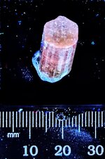 Fluorapatite, double terminated, Imilchi, Imilchi Cercela, Midelt Province, Morocco, LW 365nm.jpg