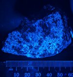 Hydrozincite coating Calcite & Franklinite (NF), Franklin Mine dumps, Franklin, Sussex Co., NJ...jpg
