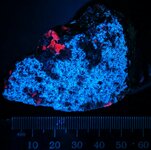 Hydrozincite coating Calcite & Franklinite (NF), Franklin Mine dumps, Franklin, Sussex Co., NJ...jpg