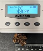 Zircon cluster, Mount Malosa, Malawi Radioactivity reading CPM, background reading 17 CPM.jpg